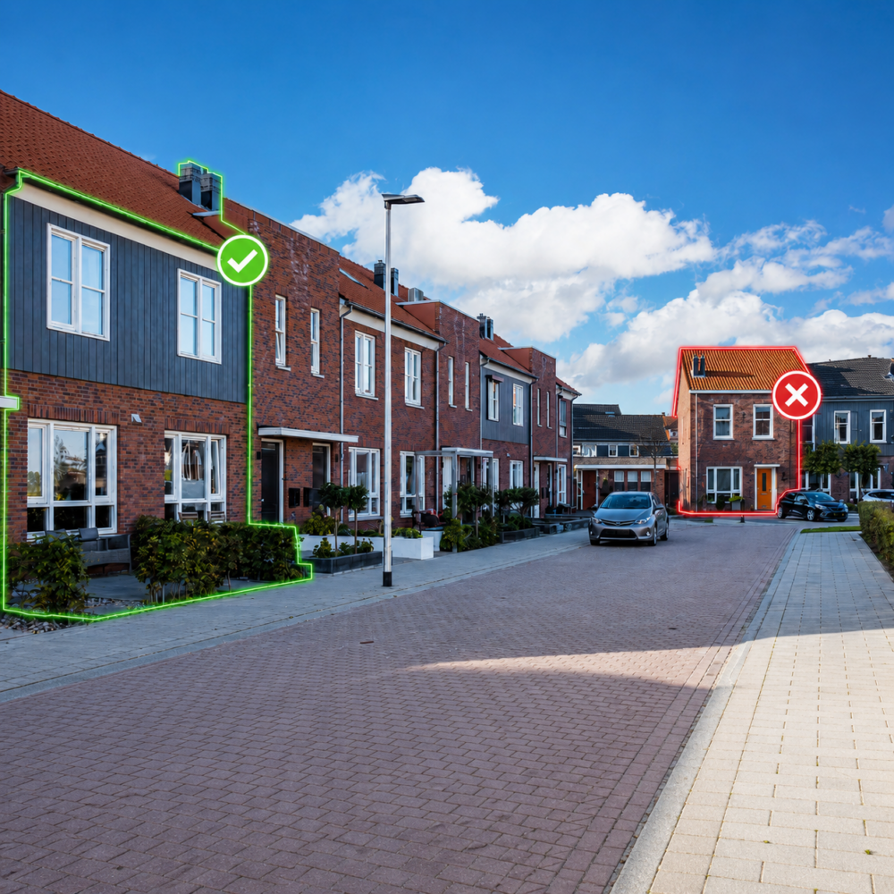 Afbeelding welke woningen wel of niet in aanmerking komen